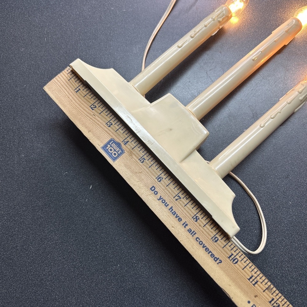 Vintage~3 Light Molded Candle Drip Golden Ivory Plastic Candelier Tested w/Bulbs - Picture 4 of 7